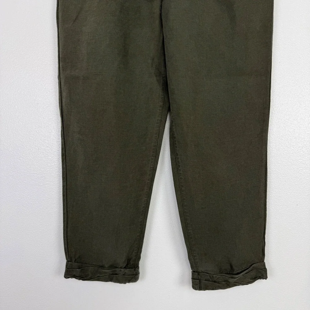 Aritzia Wilfred Allant Linen Blend‎ Trousers Womens 8 Olive Green Pleated Pant